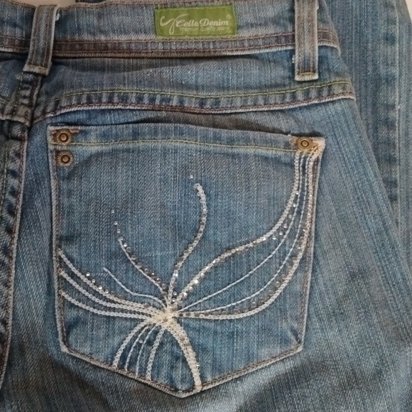 Cello Women's Distressed Bling Blue Denim Jeans  Size 7 Spring Casual Fall - Picture 9 of 11